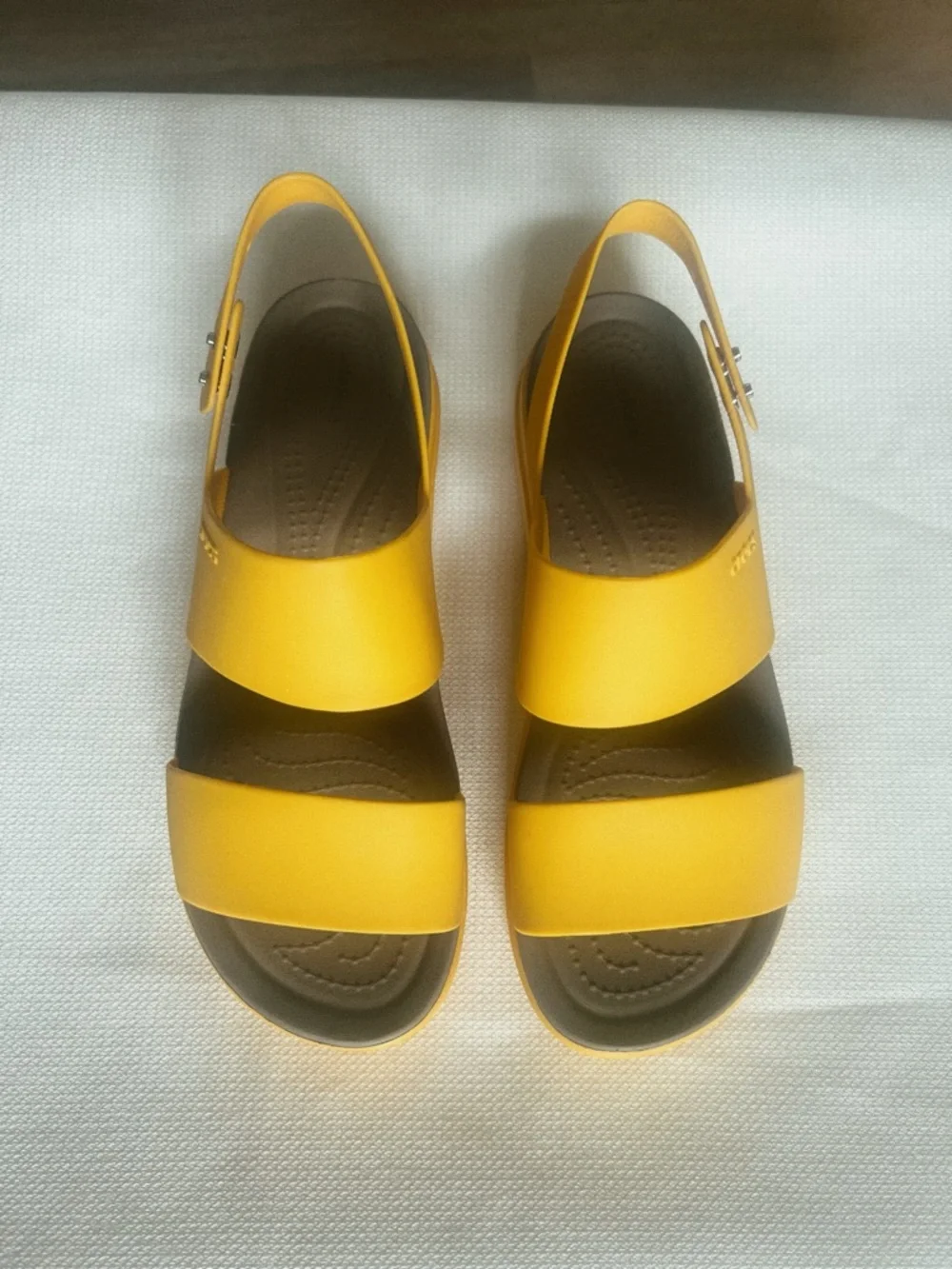 CROCS Yellow Platform Slingback Sandals - Picture 8 of 11